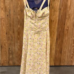 Yellow Floral Maxi Dress with Sweetheart Neckline